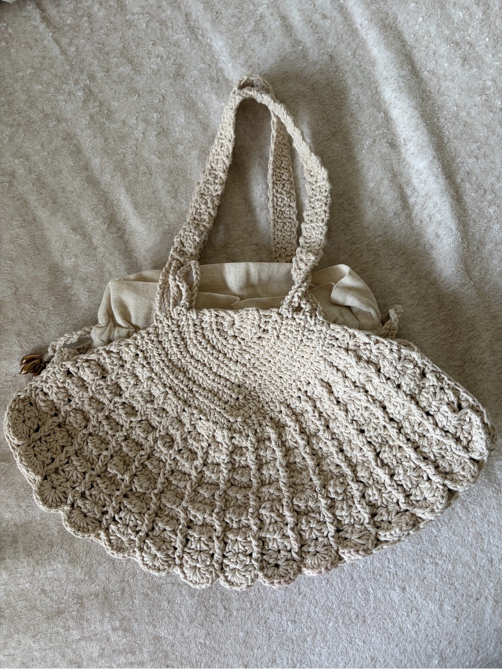 Zara Cream Crochet Tote Bag
